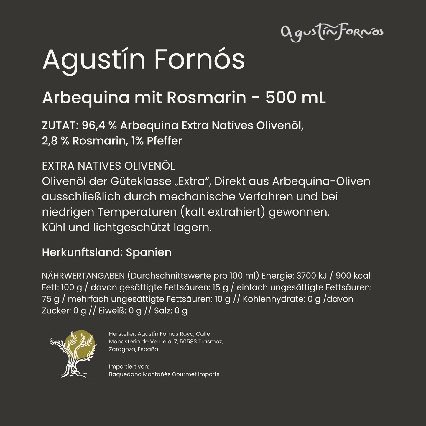 Agustín Fornós Arbequina mit Rosmarin & Pfeffer – Aromatisch & Feinwürzig